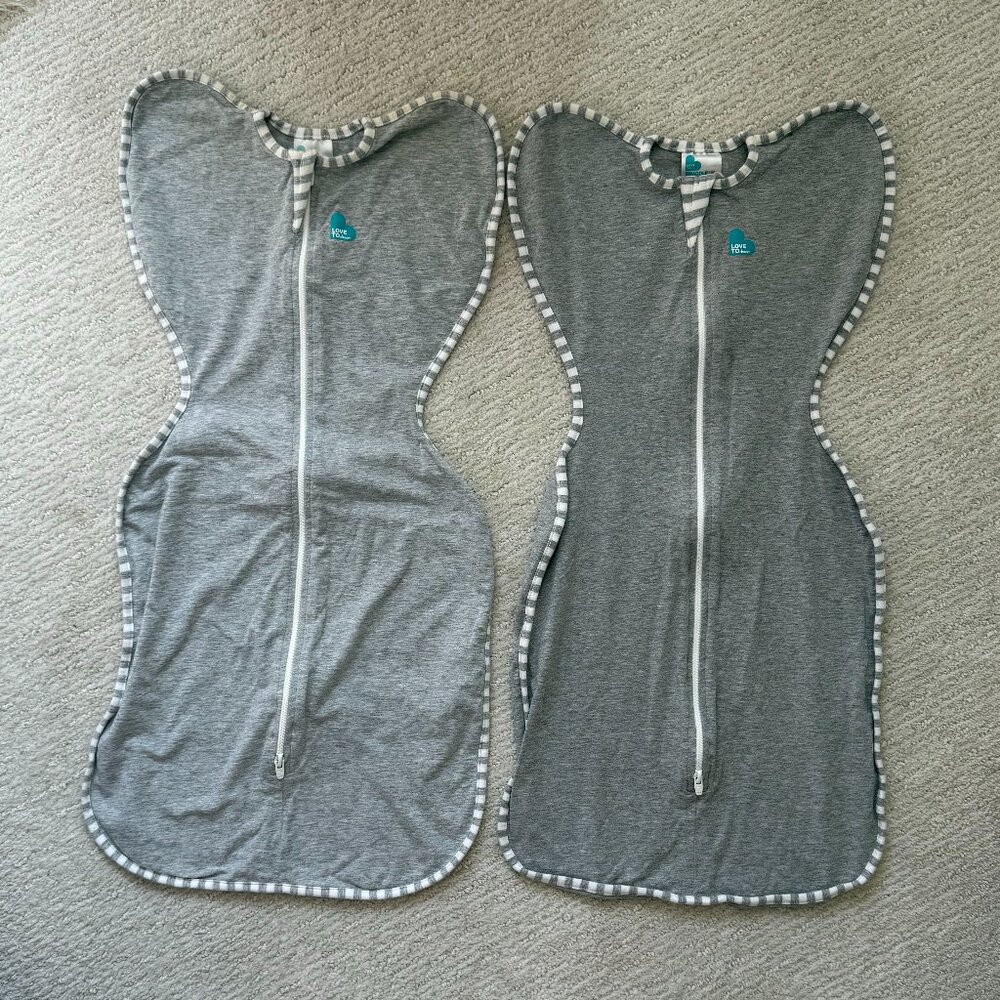 Set of 2 Love to Dream Swaddle Up, Gray, Size Medium (13-19 lbs)